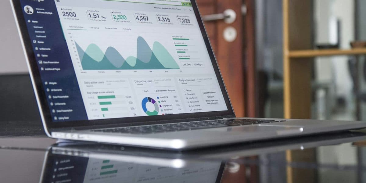 Analytics dashboard with marketing performance charts on a laptop screen