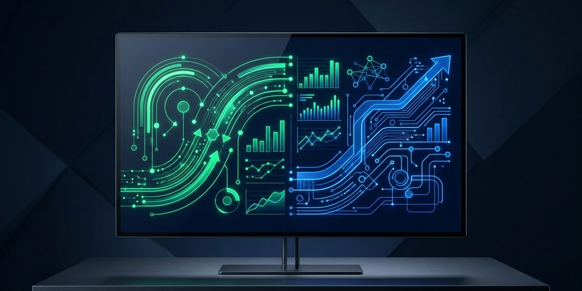 Abstract fintech analytics monitor with separate acquisition and expansion data paths