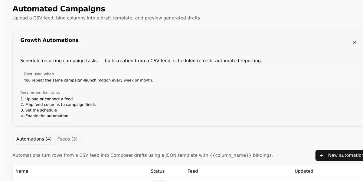 Manage Automated Campaign Definitions product screenshot
