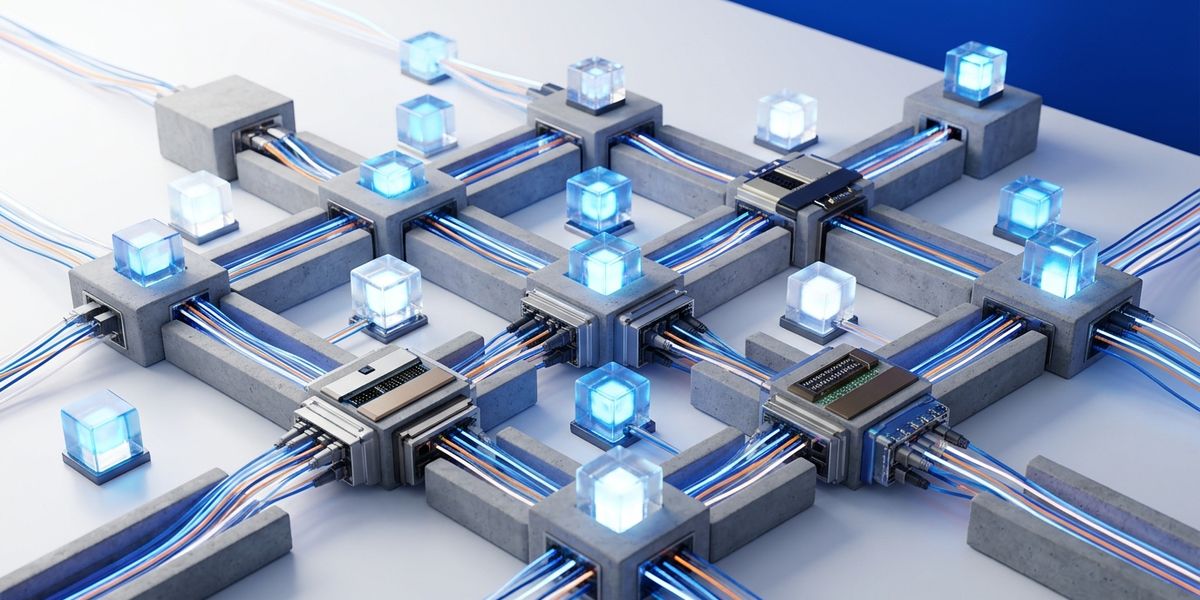 Interlocking fiber-optic cables and modular connectors forming a clean network architecture